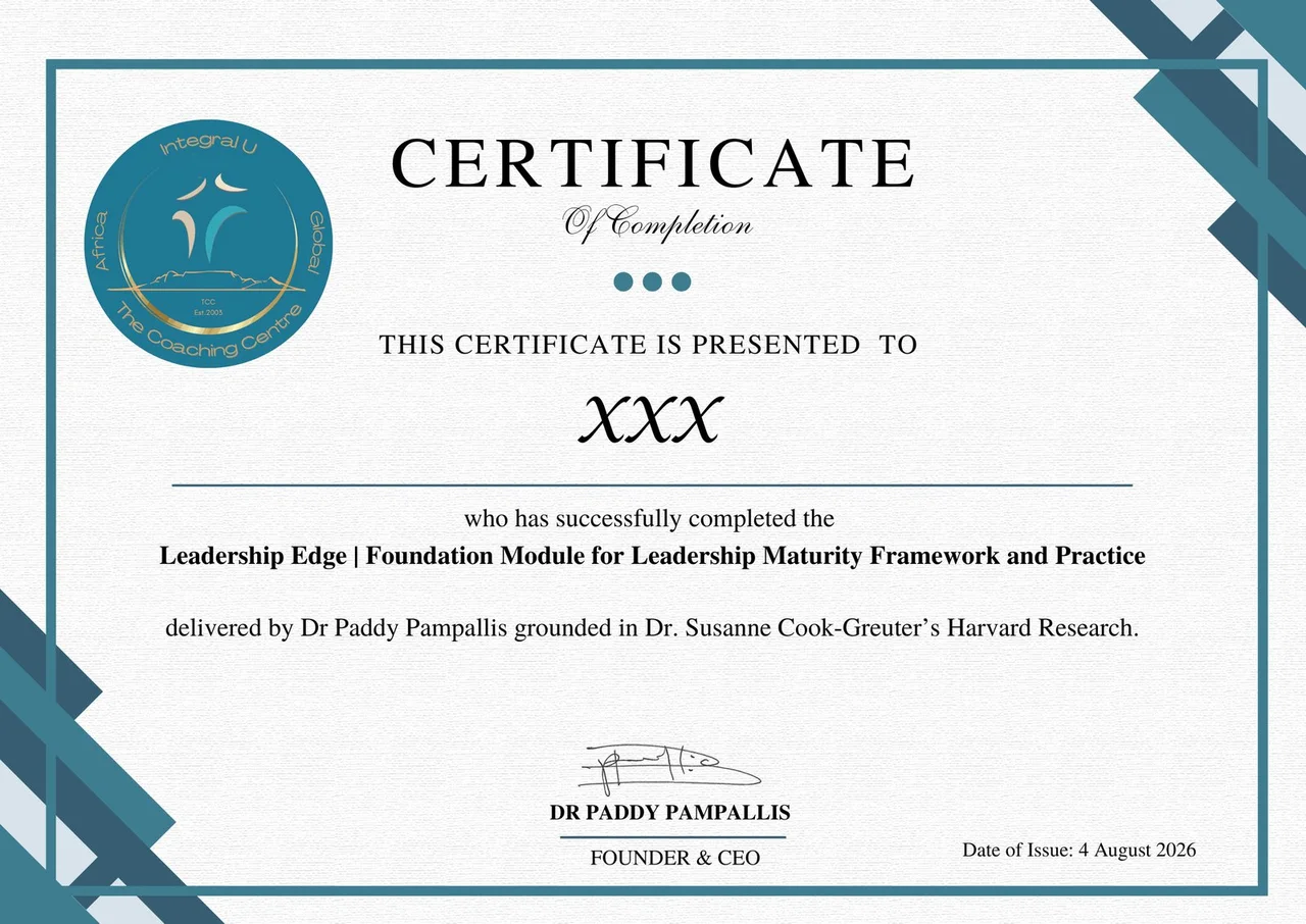 Leadership Maturity Program - сертификат Integral Africa Institute