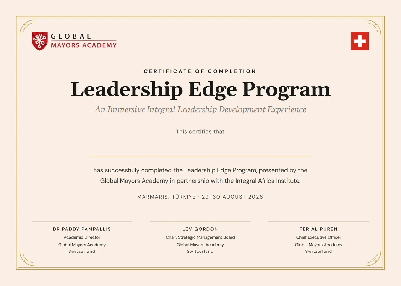 Сертификат Global Mayors Academy, Швейцария: Certificate of Completion, швейцарский флаг